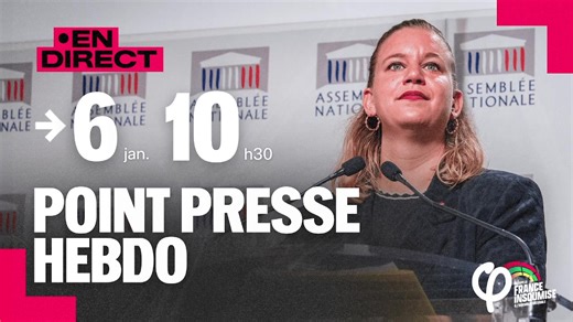 Rendez-vous ce mardi 6 janvier à 10h30 pour suivre en direct le Point Presse Hebdo du groupe parlementaire La France insoumise avec Mathilde Panot ! | La France insoumise à l'Assemblée nationale