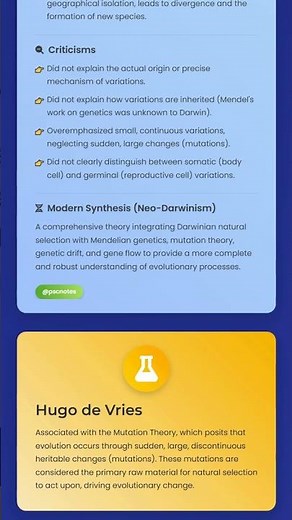 Theories of Evolution: Lamarckism and Darwinism, their postulates and criticisms.