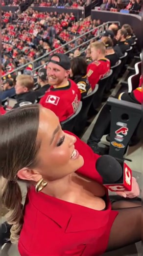 NHL Reporter Visits Scotiabank Saddledome to Interview Fans #nhl #nhlhighlights #flames #funnyshorts