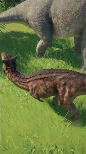 Epic Dino Encounter: Carnotaurus Roars by Gentle Giant Brachiosaurus