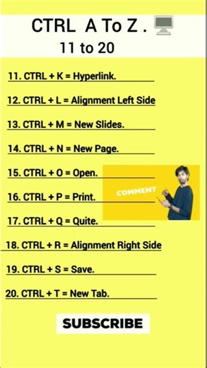 1 Click = 10x Speed! 😊 Keyboard Shortcuts Hacks" Ctrl A to Z. #computer #computertips #keyboard