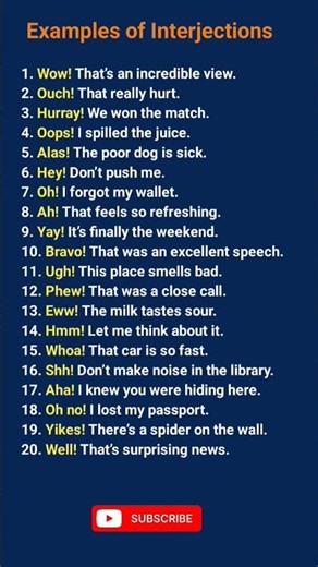 Examples of Interjection #english #learnenglish #shortvideo #education
