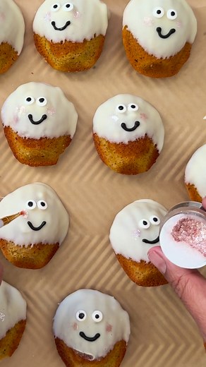 *NEW* Pumpkin Madeleine Ghosts : BOO!!! 👻 It’s Halloween and I had to share an old recipe that I used to make for my then little kids! These Pumpkin 🎃 Madeleine Ghosts start off with whisking eggs and sugar until frothy. Add orange zest and pumpkin puree, mix until combined, and then add the dry ingredients with spices, and melted butter to make a perfect batter. Comment “recipe” to get it straight to your DMs.😍 Chilling the batter is key to perfect madeleines. Once chilled add tablespoonfuls