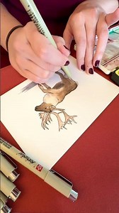 Slow down and do some line art with me on this watercolor caribou painting!
