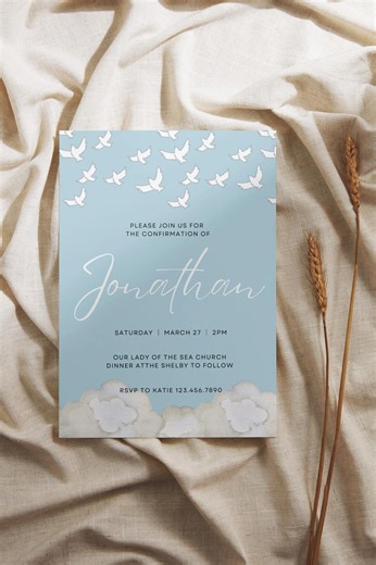 Holy Spirit Confirmation Invitation Template, Customizable Canva Evite (digital Download) - Etsy