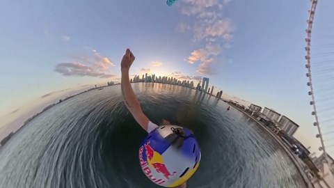 Kitesurfing star drops from the world's tallest observation wheel in the UAE