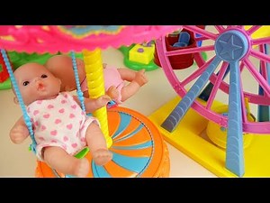 Baby Doli and amusement park toys baby doll house play
