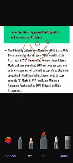 KYP Final Exam criteria