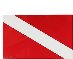 Scuba Diving Stickers | Set of 4 | 4" x 2.5" | Decals Weatherproof UV Resistant Vinyl Laminate Red and White Flag