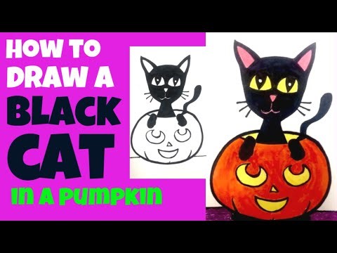 How to Draw a Black Cat in a Jack-O Lantern