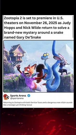 Zootopia 2 is set to premiere in U.S. theaters on November 26, 2025 as Judy Hopps and Nick Wilde