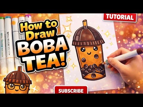 How to Draw a Cute Boba Tea 🧋 | Easy Step-by-Step Drawing Tutorial✨