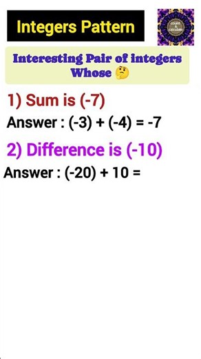 Amazing pairs of integers Mathematics challenge💪 quiz 🎯 different concept