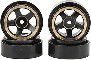 Luqeeg RC Beadlock Wheels Rims, 4Pcs Beadlock RC Wheel Rim Set, Sturdy Aluminum Alloy Brass Wheel Hub RC Crawler Upgrade Parts for FCX24 1/18 1/24 Climbing Car(1#)