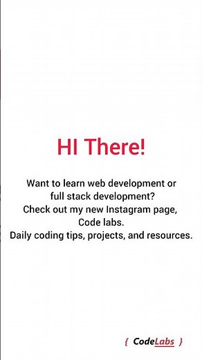 Learning web development step by step 💻 Follow @codelabs for daily coding tips 🚀