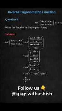 Inverse Trigonometric Function IIT-JEE #trigonometry #trending #viral #gk #education #mathas #shorts