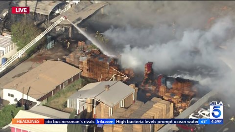 Pallet yard fire in Riverside spreads to nearby businesses