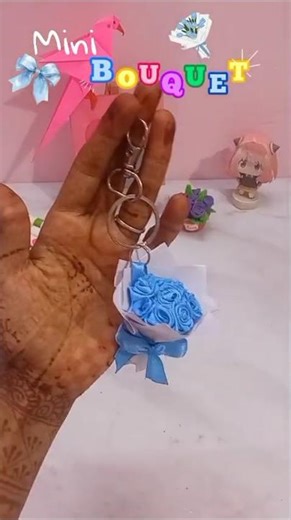 mini bouquet keychain 🩵 #craftworld