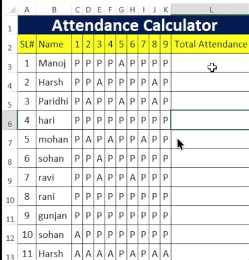 Countif formula in excel | attendance count formula in excel | shorts #viral #tranding #shorts #feed