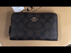 Coach Medium zip around wallet black brown color