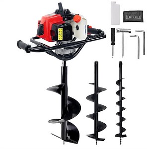 XtremepowerUS 63cc Gas Powered Auger Post Hole Digger With 4", 8" & 12" Bit, EPA Approved 2 Stroke Motor, 3/4" Shaft