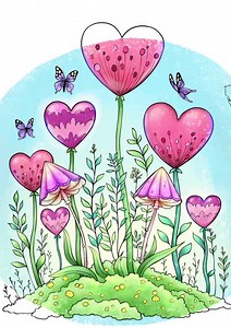 Floral Heart Coloring Page: Nature Printable Art (instant Download) - Etsy