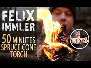 4 Tricks to increase the Burning Time of a Conifer Cone Torch / 1Cone + Resin + Seeds = 50 Min Light