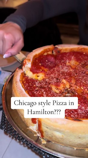 One of my favourite restaurants of all time! In order to become a true Hamiltonian it is a city requirement to eat here atleast once in your life! #pizza #fyp #hamilton #hamiltonian #foodie #foodtiktok #chicagostylepizza #foodreview #torontofood