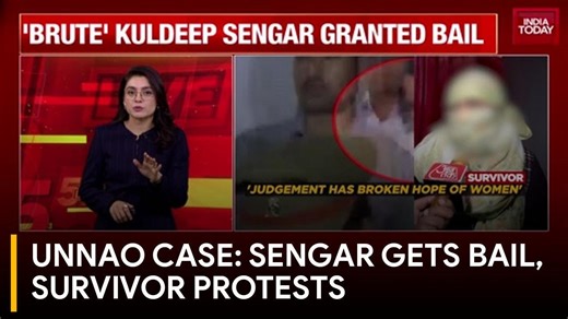 Unnao case: Survivor protests at India Gate after Delhi HC suspends Kuldeep Sengar's sentence