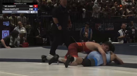 Bo Bassett defeats Beau Bartlett by 10-0 tech fall in the US Open semifinals at 65 kg.Bassett advances to the US Open finals and is one win away from making the 2026 Senior World Team at 65 kg.