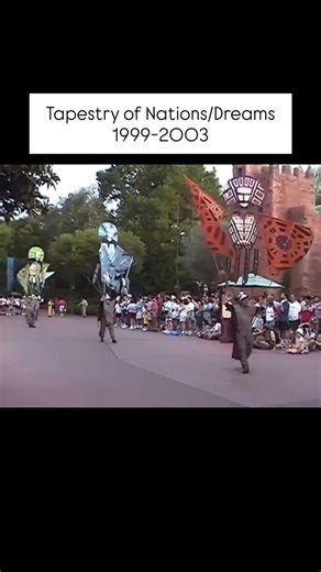 History@Disney on Instagram: "Tapestry of Nations debuted at EPCOT for the Millennium Celebration, with towering puppets, rolling drum floats, and a powerful score by Gavin Greenaway. The parade wound through World Showcase, celebrating unity and peace before evolving into Tapestry of Dreams. Even though this parade ran for just under five years, it has impacted multiple generations with its iconic soundtrack. (Full video can be found on YouTube at IndySkye3)"