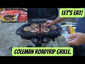 Coleman X Cursion outdoor grille. Let's make some burgers!
