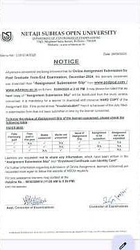 NSOU PG assignment submission slip || download process