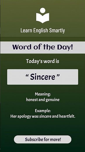 Sincere Meaning | Word of the Day #LearnEnglishSmartly