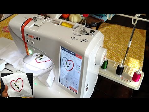 Poolin Embroidery Machine Tutorial! Using Built In Design & Going Through the Features!