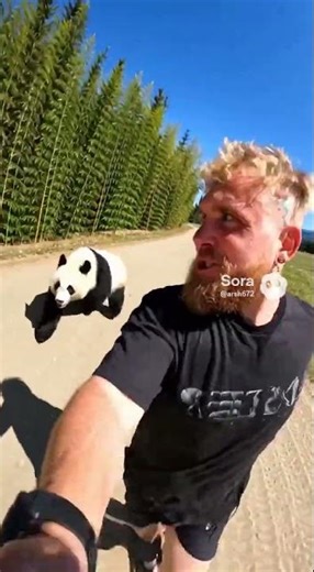 Jake paul running with panda|| #wildlife #panda #new #viral #viralvideo