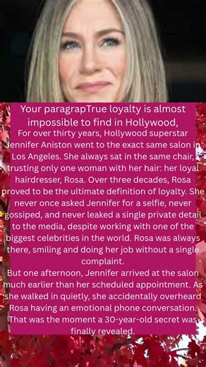 Jennifer Aniston Discovered Her 30-Year Hairdresser Had Been Giving Everything in Silence#shorts