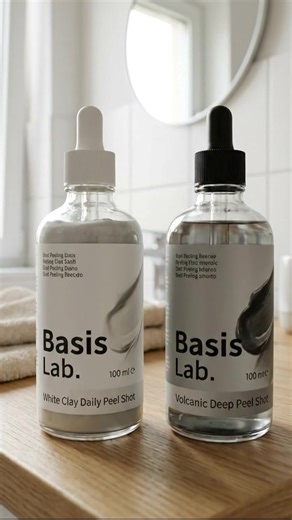 Basis Lab Peel Shot Duo | Vulkan & Weißer Ton | Tägliche Sanfte Reinigung mit Weißem Ton & Wöchentliche Tiefenbehandlung mit Vulkanischen Mineralien, Centella Asiatica & Hyaluronsäure - 100ml#toppicksfashion #freeshipping #tiktokshop #sale