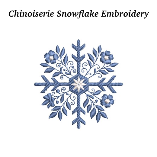 Chinoiserie Christmas Snowflake Embroidery Design - Elegant Winter Pattern, EMB File Included - Instant Download - Etsy