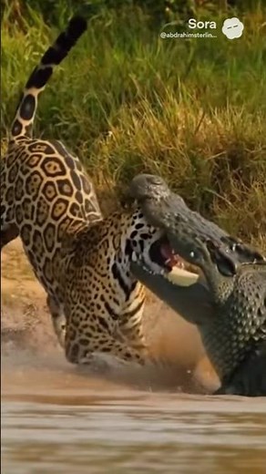 🤯 ULTIMATE Predator Showdown: Jaguar Ambushes Caiman! 🐊🐆 #wildlife #ai #animals #lion #jaguar
