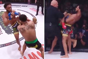 Watch MMA star AJ McKee tell referee rival Pitbull is asleep during brutal choke