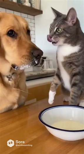 Y ou won’t believe what happened when Cat SLAPS Dog for Drinking Milk Too Fast 😂🐶🐱 !