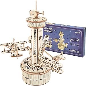 ROKR 3D Wooden Puzzle Mechanical Music Box,DIY Aircraft Model Kits to Build,Best Toy Gift for Teens,Adults on Birthday,Decoration for Room