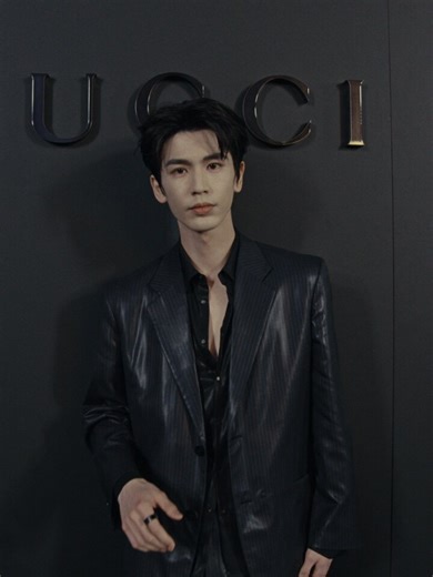 Brand Ambassador #ZhangLingHe at the #GucciCore fashion show in New York’s Times Square.