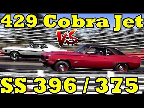 WHICH is FASTER ??? 69 SS396 Camaro OR 71 429 Cobra Jet Mustang - 1/4 Mile Drag Race - Road Test TV