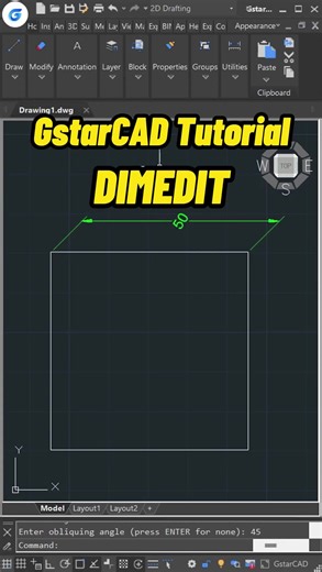 Rotate Dimension Text and Make Oblique Extension Lines in GstarCAD