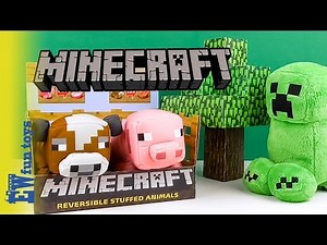MINECRAFT Reversible Cow and Pig Review Creeper Zombies Plush Toys