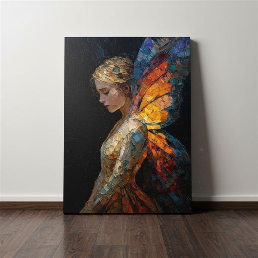 Butterfly Fairy Art Print – Mosaic Texture Fantasy Wall Decor - Etsy