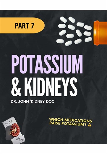 Medications That Can Raise Potassium ⚠️🩺 If you have kidney disease or reduced kidney function, some medications can cause potassium levels to rise. 1️⃣ ACE inhibitors & ARBs Medications like lisinopril, losartan, valsartan, and others help protect the kidneys and heart long term ❤️ However, they can raise potassium, especially if you’re dehydrated, sick, or if kidney function declines. 2️⃣ Potassium-sparing diuretics Drugs like spironolactone and eplerenone are commonly used for heart failure 