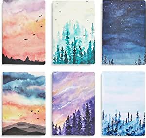 6 Pack Mini Composition Notebooks Ruled Journal 8.2”x 5.5”, 100GSM Premium Thick Paper with Sturdy Cover Stock for Ruled Notebook, Total 180 Sheet/360 Pages